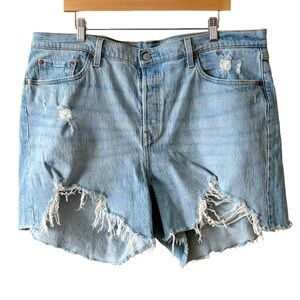 Levi’s 501 Cut Off Denim Shorts Size 18W Distressed Light Jacket Wash High Rise